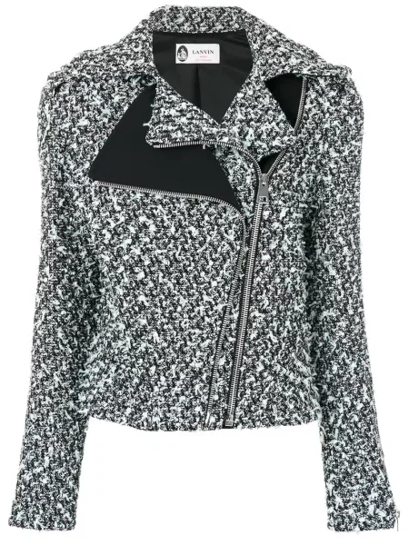 Geacă Lanvin asimetrică din tweed negru