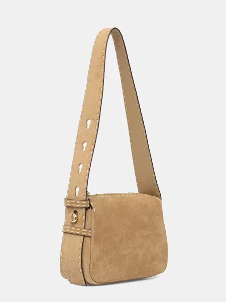 TORY BURCH Geantă pe umăr ROMY | piele întoarsă bej