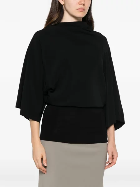 Top Rick Owens asimetric drapat negru