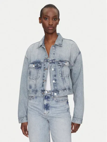 Tommy Jeans kurtka jeansowa przejściowa oversize niebieski