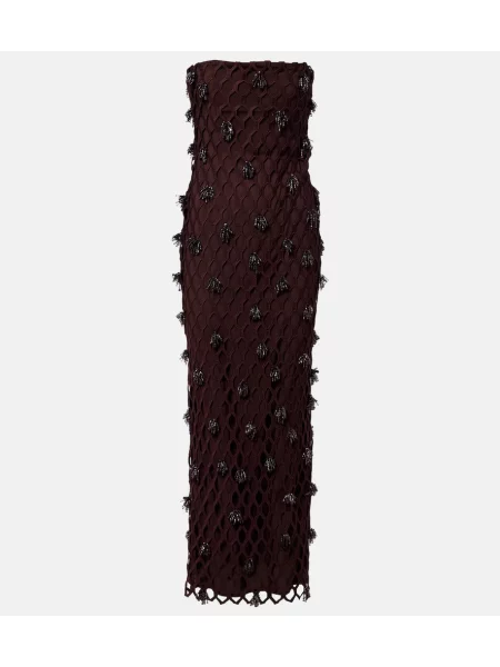 Rochie maxi Simkhai cu mărgele de costum bordo