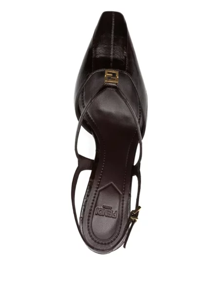 Pantofi cu toc Fendi slingback maro