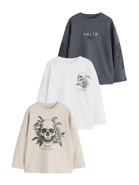 Next Tricou gri / gri taupe / negru alb