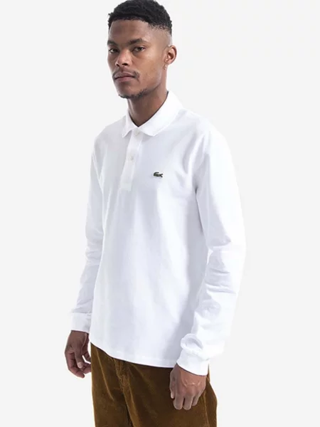 Tricou mânecă lungă Lacoste alb