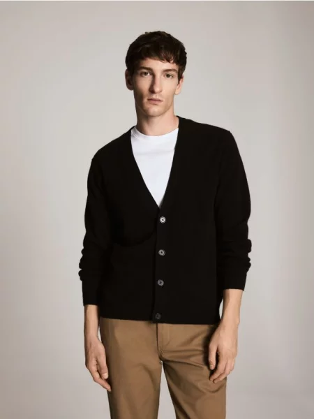 Reserved Cardigan din lână merino negru