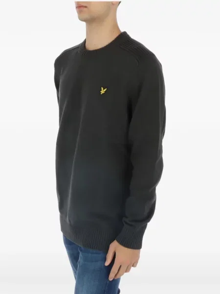 Pulover Lyle & Scott cu decolteu rotund cu autograf gri