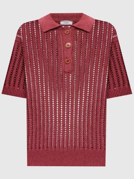 Ажурное поло Peserico с пайетками бордовое