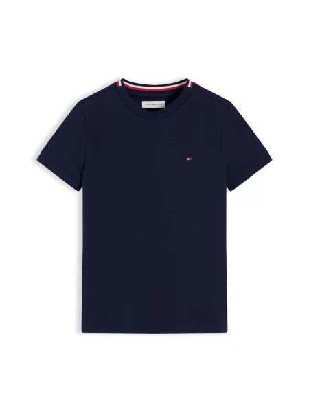 TOMMY HILFIGER Tricou Signature Tape Collar bleumarin