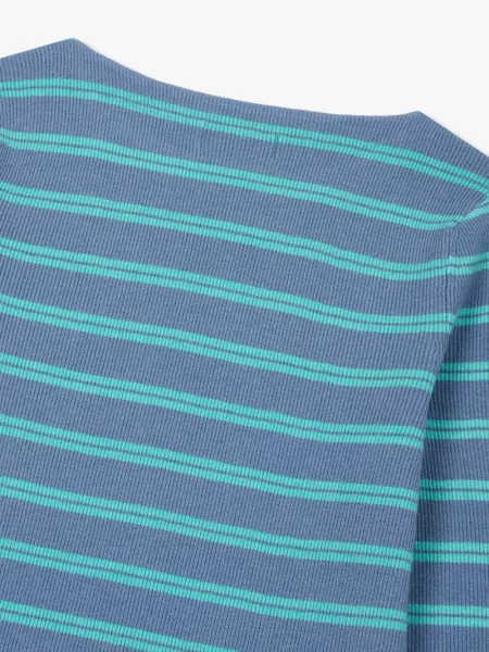 Lung tricou Tomboy cu dungi albastru