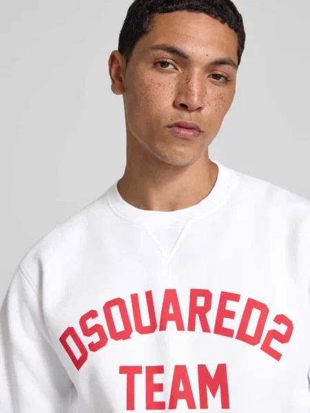 Bluza z prążkowanymi wykończeniami Dsquared2 biała