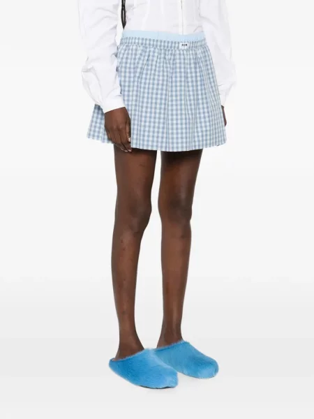 Fusta mini Msgm în carouri cu imagine scurtă albastru