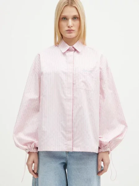 Сорочка Fiorucci Elasticated Balloon Sleeve relaxed класичний комір рожевий