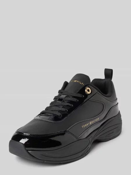 Sneakersy typu chunky z nadrukiem z logo czarne