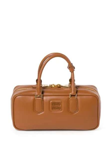 Geantă shopper Miu Miu din piele maro