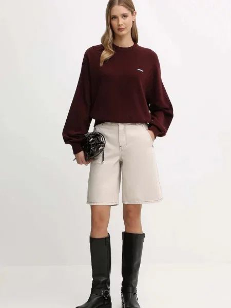 Rotate pulover de lână light bordo