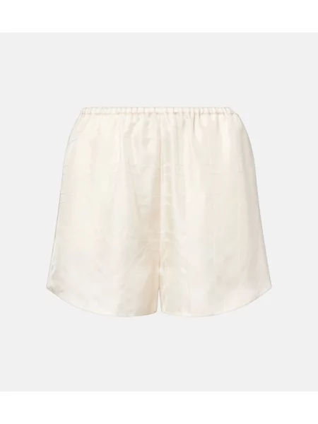 Pantaloni scurți Toteme cu broderie din satin alb