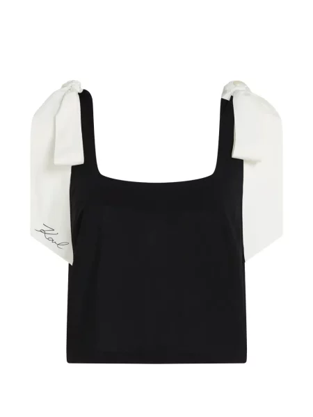 Top Karl Lagerfeld cu funde transparente negru