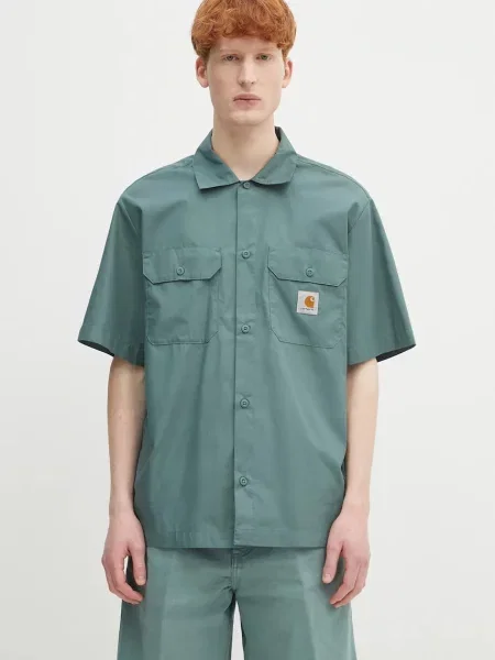 Koszula z krótkim rękawem Carhartt Wip z kołnierzem z krótkim rękawem zielona