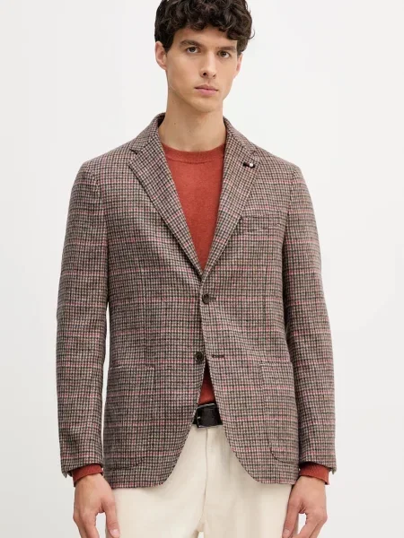 Suknjič z dodatkom volne Tommy Hilfiger rjava