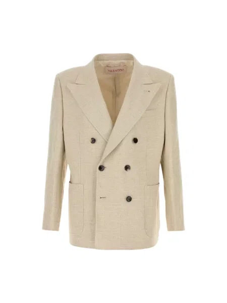 Lniany garnitur z lnu Valentino Garavani beżowy