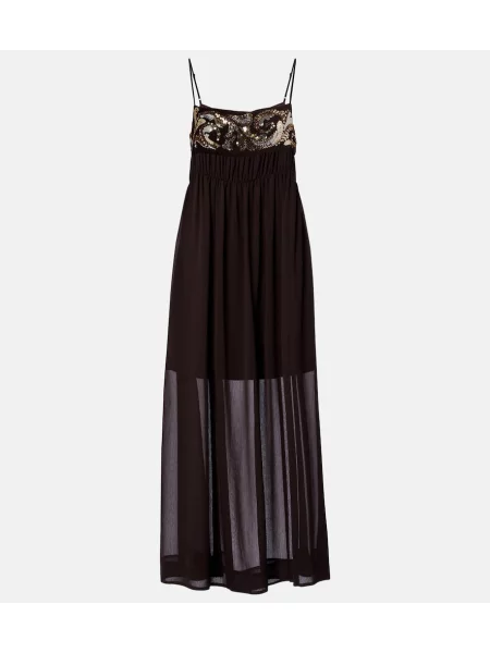 Rochie maxi Xu Zhi din șifon maro