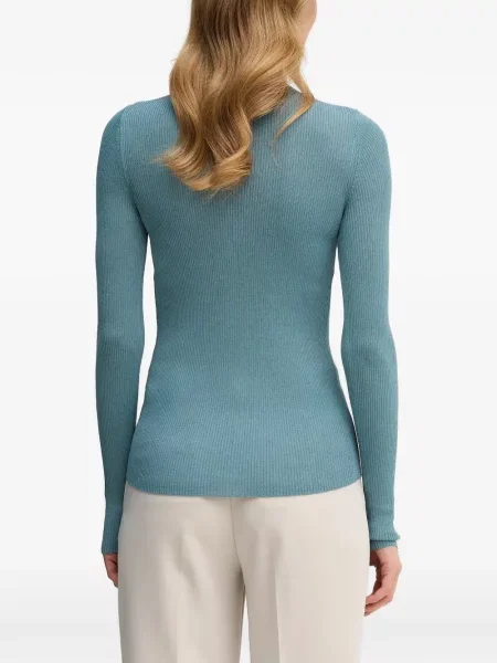 Top Sisley cu guler henley albastru