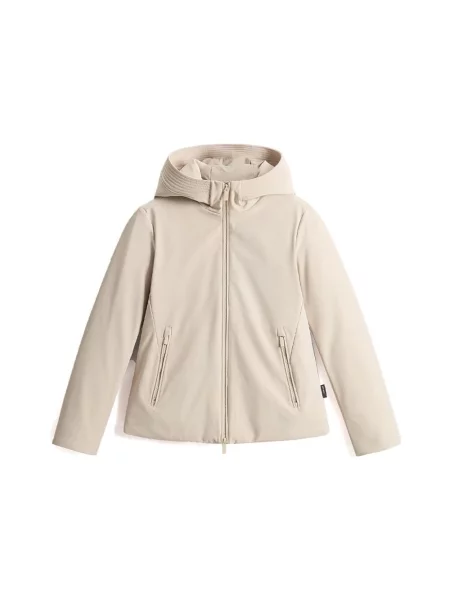 Krótka parka Woolrich beżowa