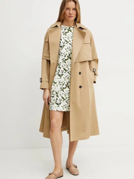 Weekend Max Mara płaszcz przejściowy dwurzędowy brązowy