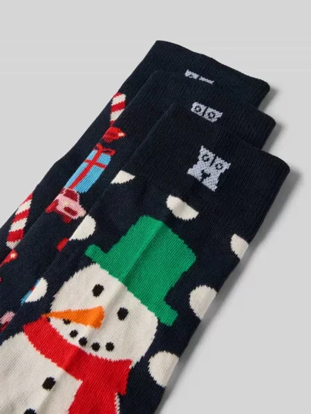 Skarpety z nadrukiem z logo w zestawie 3 szt. Happy Socks niebieskie