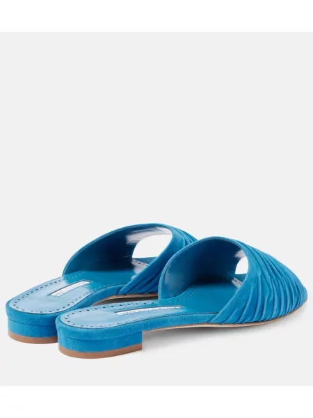 Sandale Manolo Blahnik din piele de căprioară albastru