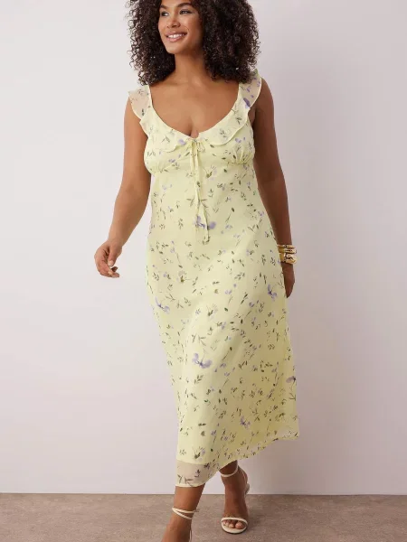 Trendyol Curve Haljina pastelno / zelena / ljubičasta žuta