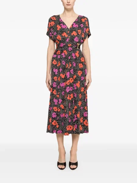 Rochie midi Nissa cu model floral cu imagine negru