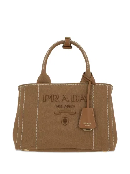 Geantă Prada cu broderie maro