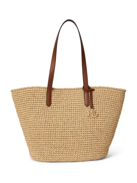 Geantă de mână Lauren Ralph Lauren din piele bej