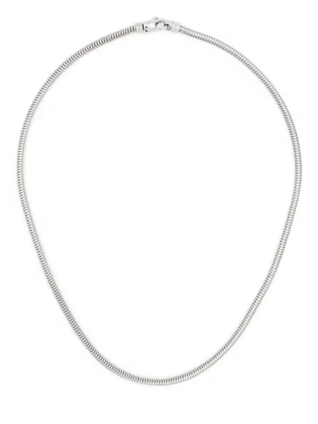 Colier Tom Wood cu model piele de șarpe argintiu