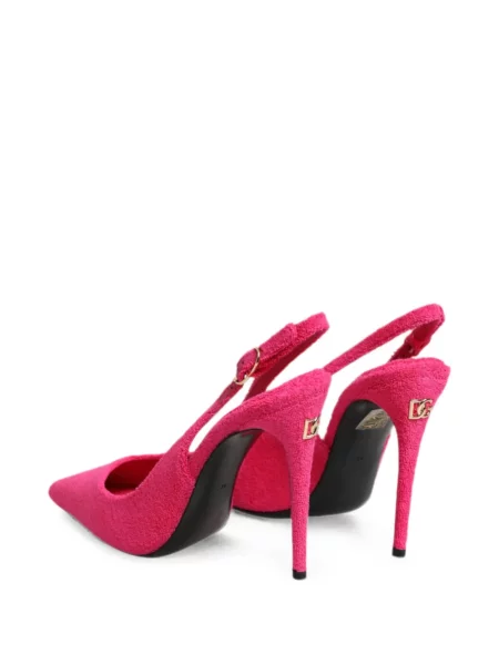 Pantofi cu toc Dolce & Gabbana slingback din material terry roz