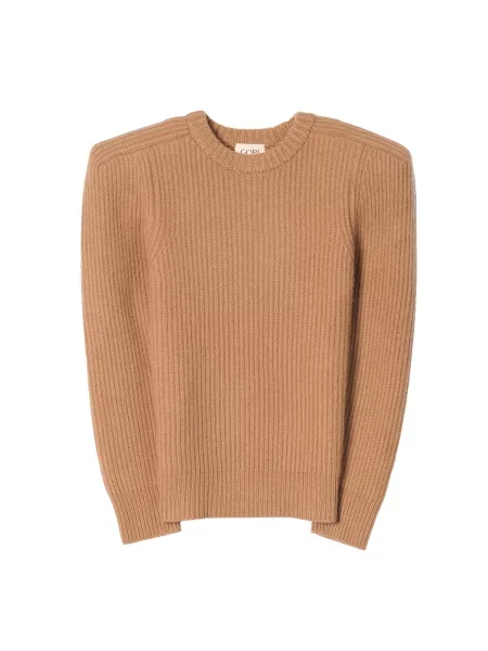 GOBI Cashmere Pulover Sculpted-Shoulder Cashmere Sweater cămilă maro