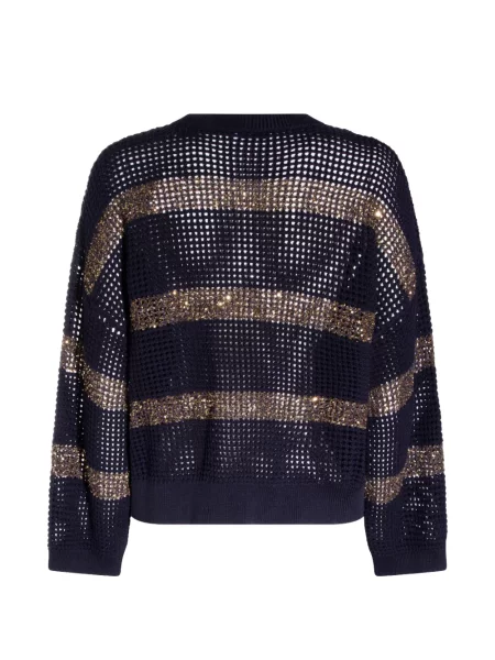 Pulover Brunello Cucinelli cu paiete albastru