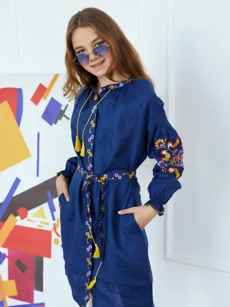 Детское платье Folk Moda синее