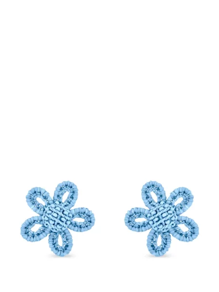 Cercei Oscar De La Renta cu model floral cu mărgele albastru