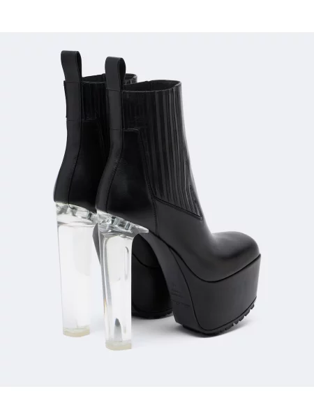 Cizme scurte Rick Owens din piele cu platformă negru
