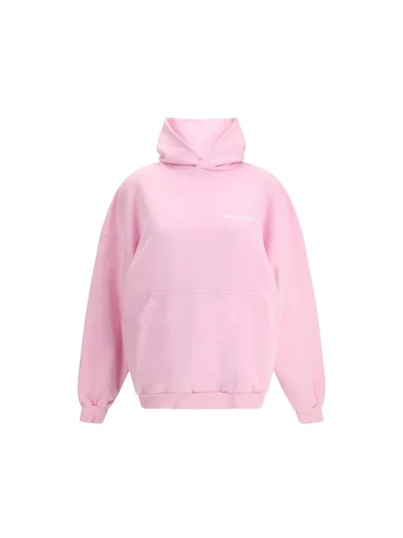 Lniana bluza z kapturem Balenciaga różowa