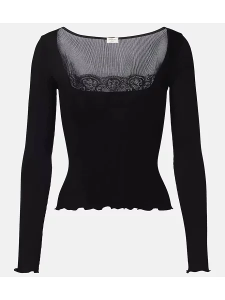 Top Saint Laurent de mătase negru