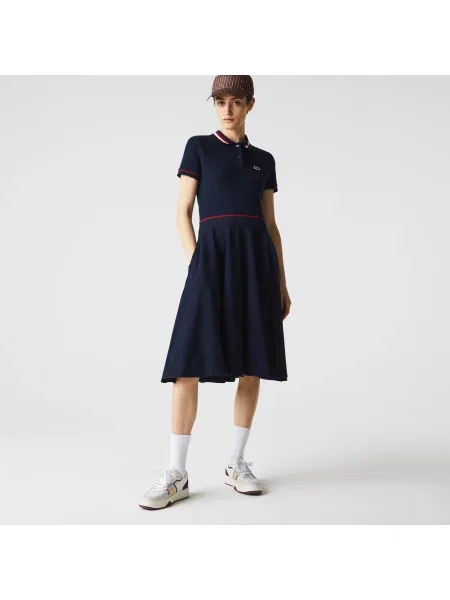 Lacoste сукня Organic Cotton Petit Piqué Polo синя