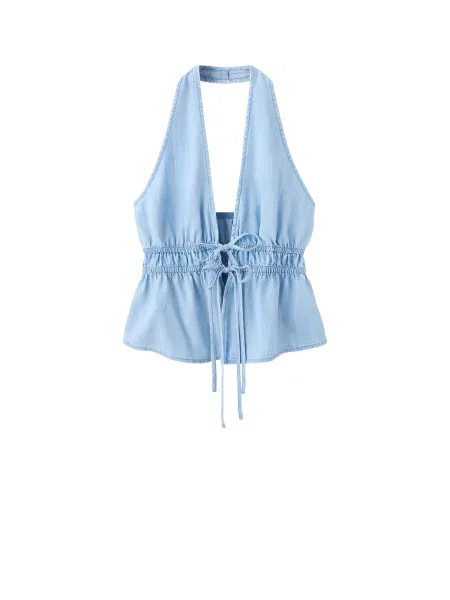 MANGO Top EVA deschis albastru