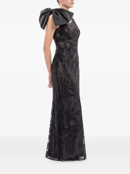 Rochie maxi Saiid Kobeisy cu funde asimetrică negru