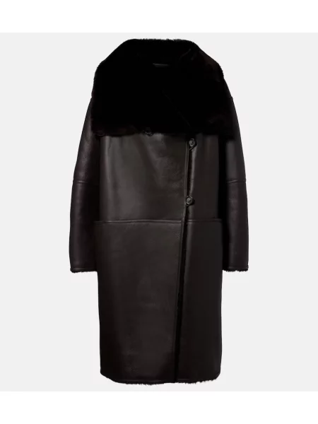 Haină din piele de oaie Toteme din piele maro