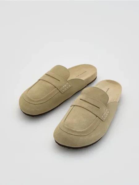 Замшевые мюли Reserved бежевые