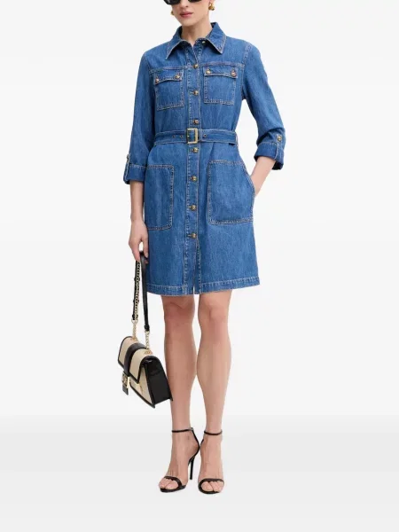 Cu centură rochie mini Luisa Spagnoli albastru