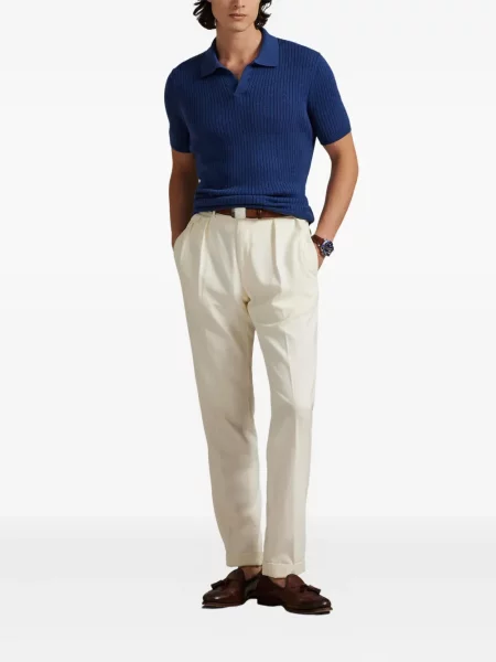 Dlouhá pruhovaná s límcem kšiltovka Polo Ralph Lauren modrá